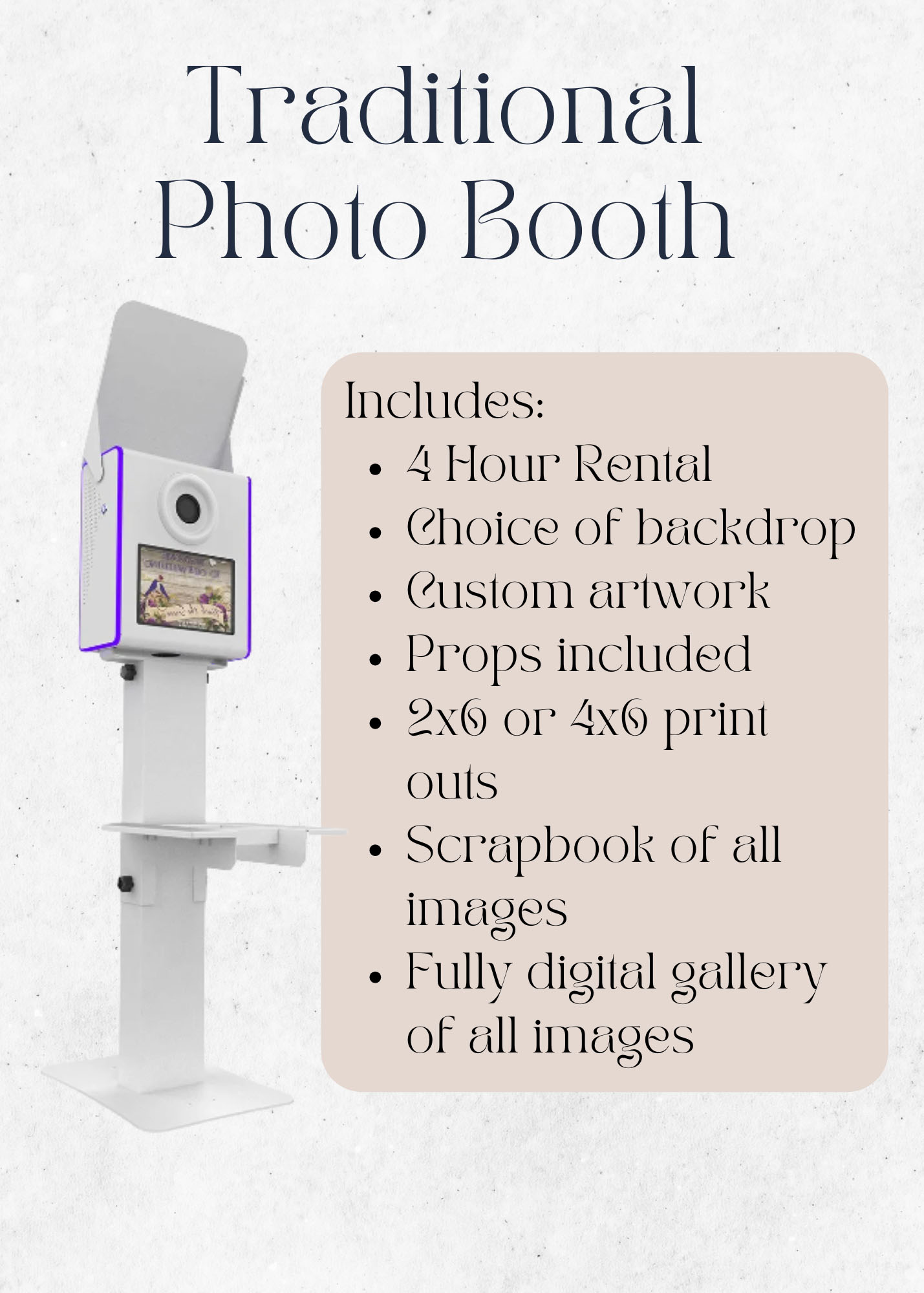 Traditional Photo Booth, no pricing min